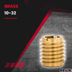 E-Z LOK Knife Threaded Insert for Hard-Wood, Brass Thread Inserts 10-32 Internal Threads, 0.500" Length Pack of 25