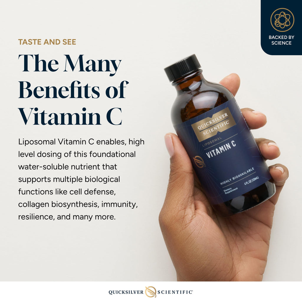 Quicksilver Scientific Liposomal Vitamin C - 1000mg Buffered Liquid Vitamin C Supplement - Immune + Antioxidant Support - Liposomes for Superior Absorption - Vegan + Non-GMO (4oz / 120ml)