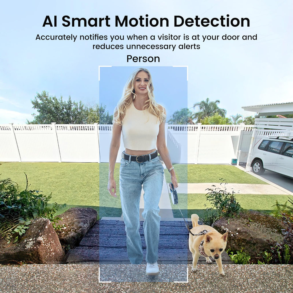 AOSU Wireless Doorbell Camera, 170° Ultra Wide Viewing Angle, Intelligent Parcel Detection, 90 Days Battery Life, 2.4G WiFi Supported, 2K QHD Video Doorbell Compatible with Alexa and Google Assistant