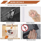 Upgraded Reinforced Pet Screen Door Thickened Cat Resistant Mesh Screen Door for Living Room, Bedroom, Patio, Dog Cat Scratch Proof Screen with Zipper Closure (Fits Door Size up to 36''x 82'', Black)