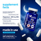 VitaUp Magnesium Glycinate 200mg - USA Made, Highly Absorbed, Non-GMO Magnesium for Relaxation, Deep Sleep, Bones & Heart - 200mg per Serving, 120 Vegan Capsules