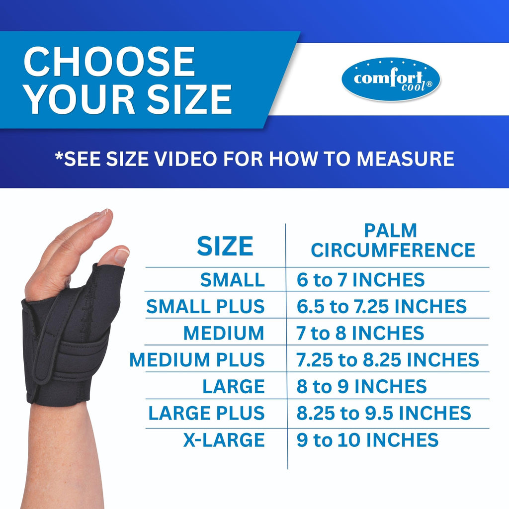 Comfort Cool CMC Thumb Brace – Restriction Splint for Arthritis & Tendinitis Relief | Breathable Neoprene with Supportive Thumb Strap - Black, Right Hand, Large (8 to 9 inches) | NC79567
