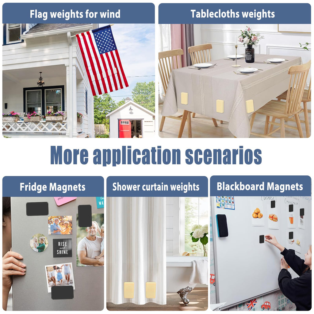 16pcs Outdoor Curtain Weights, Upgraded Heavier-Duty Waterproof Curtain Magnets Weights Outdoor, for Home Patio Drapery, Shower, Flags, Tablecloth to Stop Heavy Wind (White, 8pairs)