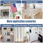 16pcs Outdoor Curtain Weights, Upgraded Heavier-Duty Waterproof Curtain Magnets Weights Outdoor, for Home Patio Drapery, Shower, Flags, Tablecloth to Stop Heavy Wind (White, 8pairs)