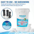 Doheny’s 3-Inch Stabilized Chlorine Tablets for Sanitizing Swimming Pools | 99% Pure Tri-Chlor, 90% Available Chlorine | Long-Lasting, UV-Protected, Slow-Dissolving | Individually Wrapped 50lb Bucket