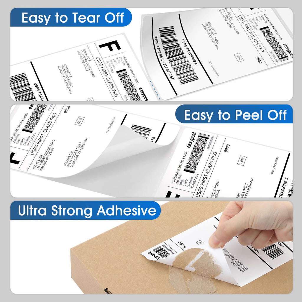 MaxGear 4" x 6" Direct Thermal Shipping Labels, 500 Fanfold, White