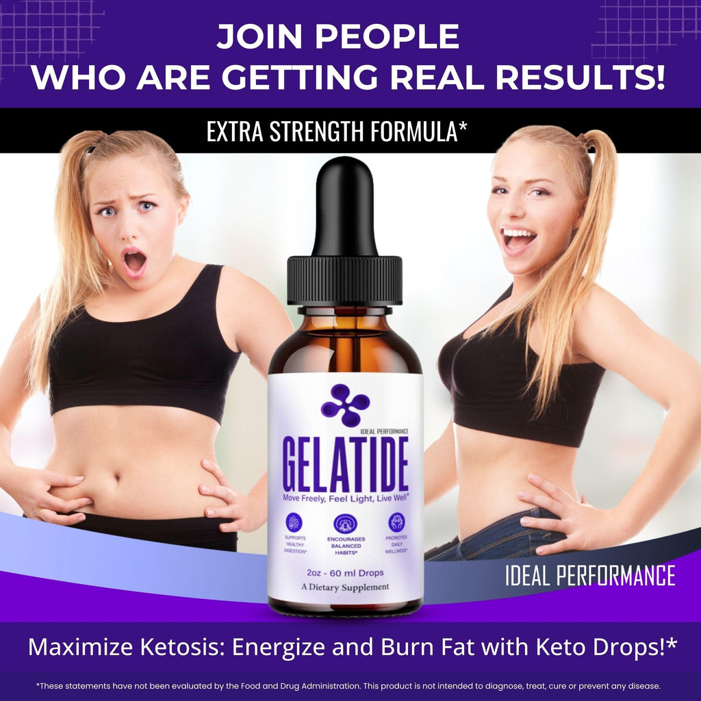 Gelatide Drops, Official Gelatide Supplement Droppers - Maximum Strength, All Natural Keto Liquid Droppers, Advanced Formula Sustain Active Lifestyle & Fitness Goals, Gela Tide Drops Reviews (2 Pack)