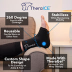 TheraICE Ankle Ice Pack Wrap for Swelling & Sprained Ankle Brace for Women Men, Cold Therapy Foot Heel Spur Support Compression Socks, Plantar Fasciitis & Achilles Tendonitis Sore Feet Pain Relief