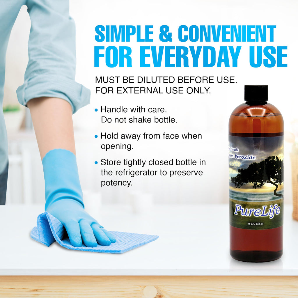 12% Hydrogen Peroxide Food Grade with No Added Stabilizers - in Distilled Water (16 Oz +Dropper)