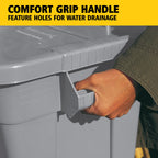 Rubbermaid Commercial Products Brute Tote Storage Container with Lids-Included 20-Gallon Gray Rugged/Reusable Boxes for Moving/Storing in Garage/Basement/Attic/Jobsite/Truck/Camping 2 Pack