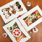 Moretoes 48pcs Cookie Boxes with 3 Style Window, 12x8x2.5In Bakery Boxes