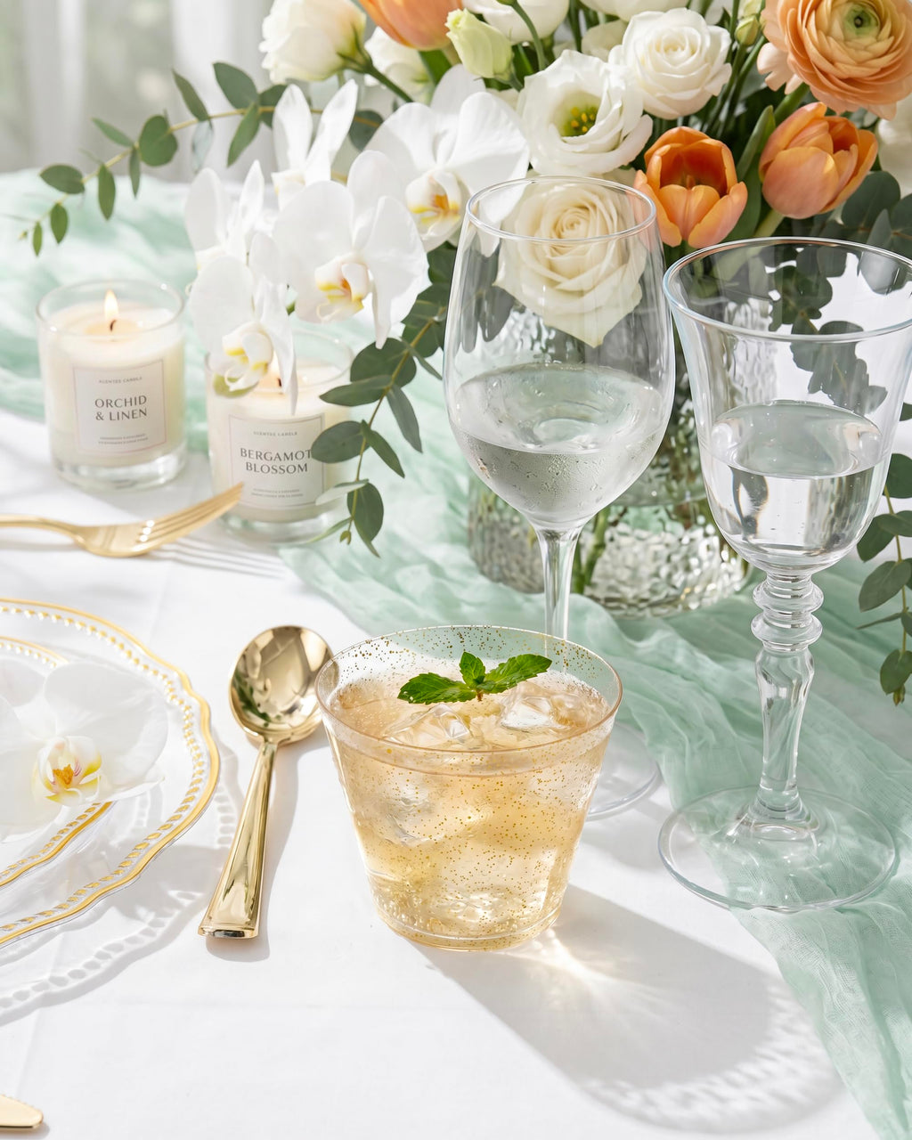 Hioasis 200Pcs 9OZ Gold Glitter Plastic Cups - Gold Plastic Cups, Heavy Duty & BPA-free for Party, Wedding, Celebrations