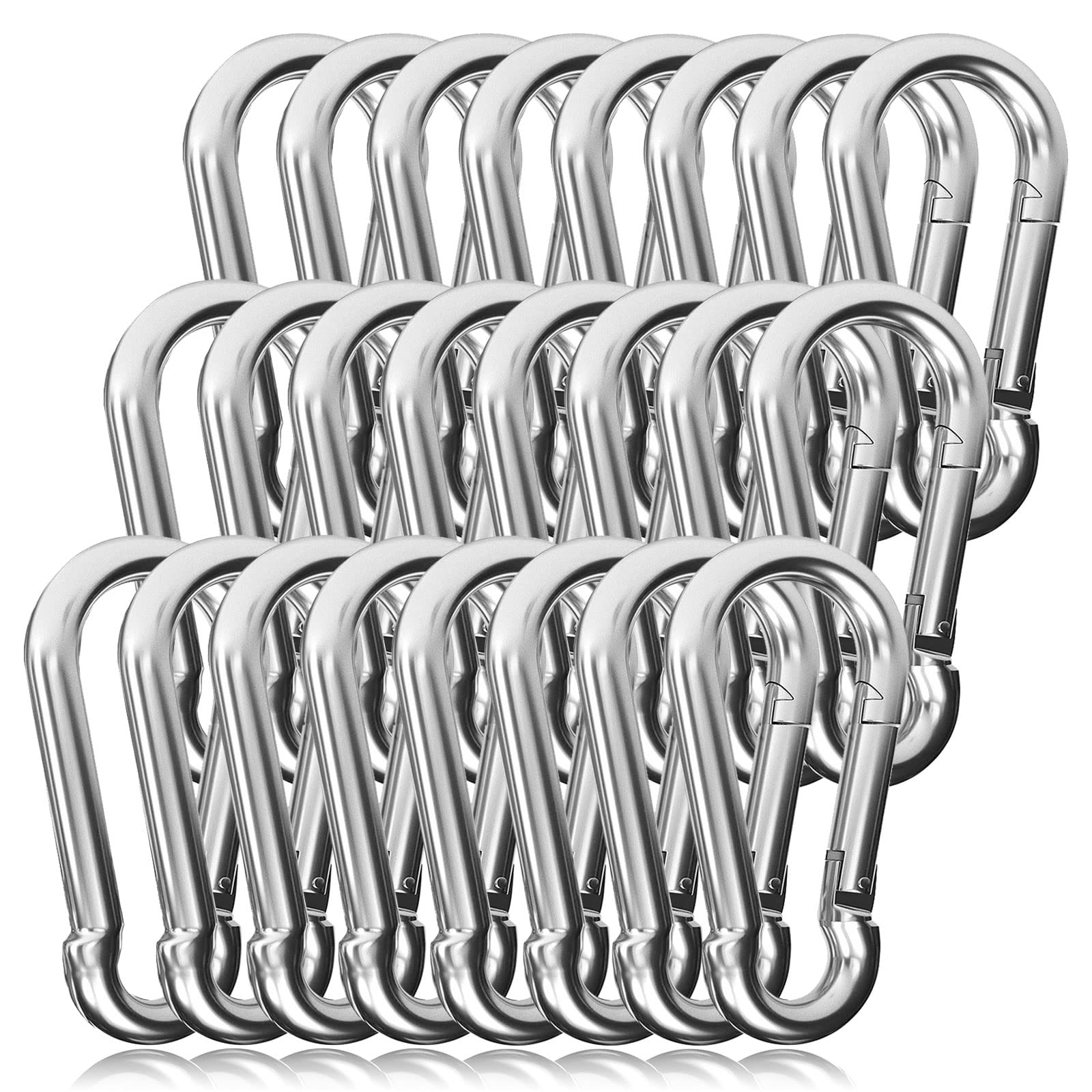 60PCS 3" Heavy Duty Spring Snap Hook, M8 5/16" Galvanized Steel Snap Hook Carabiner Quick Link Carabiner Clip, 500LBS Holding Capacity Quick Link Keychain for Swing Hammock Gym Outdoor