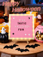 10"×10" Felt Letter Board with LED Lights & Stand for Halloween Party Decor