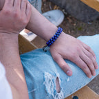 RTZN® Lapis Lazuli Bracelet for Men – Premium Artisan Handcrafted Authentic Blue Lapis Lazuli Mala Bead Bracelet – Adjustable Beaded Bracelets for Men (Morocco)