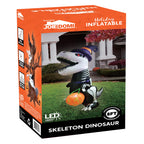 Joiedomi 8 FT Halloween Inflatable Skeleton Dinosaur with Pumpkin & Built-in LEDs, Halloween Blow Up Yard Decorations, Lighted Outdoor Dinosaur Skeleton for Garden, Lawn, Patio & Holiday Outside Decor