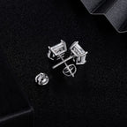 18K White Gold Plated Princess Cut Cubic Zirconia Screw Back Stud Earring Pack of 5 Pairs (5 Pairs)
