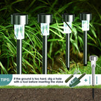 GIGALUMI 16 Pack Solar Lights Outdoor Waterproof,Stainless Steel LED Solar Garden Lights for Patio, Lawn, Yard and Landscape(Cold White)