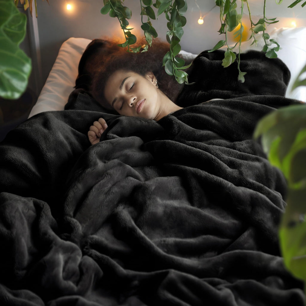 Bedsure Black Soft Warm Fleece Halloween Blanket Queen Size 90"x90"