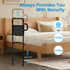 JOYCUDDLE Bed Rails for Elderly Adults Safety - Height Adjustable Bed Assist Rail for Seniors, Stable Bedside Handle with Non-Slip Grip & Pocket, Fits King Queen Full Twin Bed (Black)
