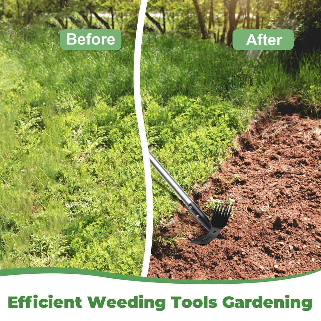 2 in 1 Weed Puller Tool with 60" Long Handle for Yard, Lawn, Patio, Garden