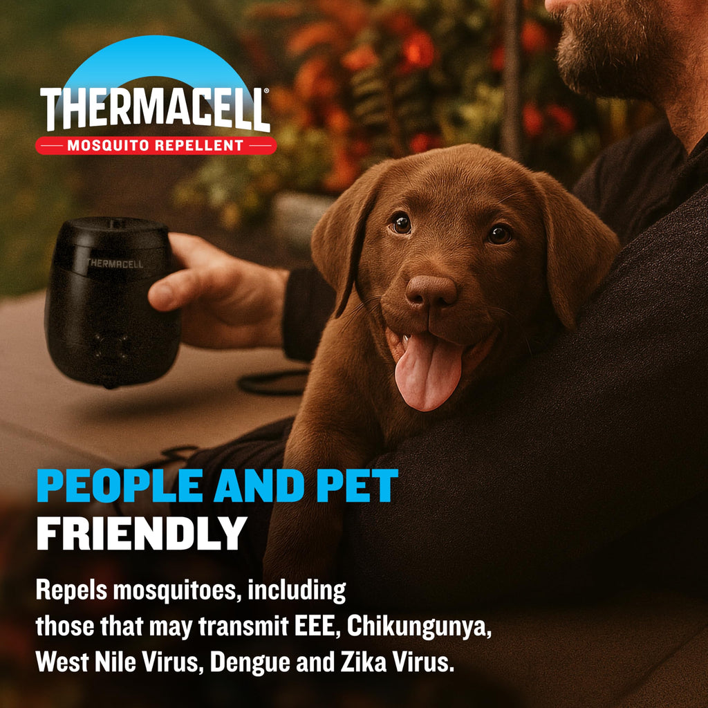 Thermacell E-ZoneGuard Patio + Rechargeable Mosquito Repeller with 20-Foot Zone of Scientifically Proven Outdoor Protection; 6.5-Hr Battery; 36-Hr Refill; Bug Spray Alternative; Fast Charging Dock