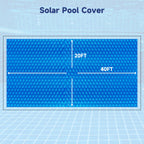 Solar Pool Cover, Durable 16 mil 20 x 40 ft Pool Covers for Inground & Above Ground Pools, Solar Pool Heater, Rectangle Solar Blanket with Bubbles, Blue