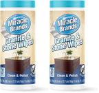 MiracleWipes for Granite & Stone, Clean, Protect, Polish Stone, Marble, Quartz, Slate, Tile, Laminate Surfaces in Kitchen and Bathroom - 30 Count (Pack of 2)
