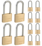 SEDORTI 12-Pack Keyed Alike Locks with Key# 44123, Solid Brass Padock with 304 Stainless Steel Long Shackle, Weatherproof Locks for Outdoor Use