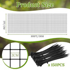Woanger 3 Pack Deer Fence Netting Bird Netting Garden Net with 150 Pcs Cable Ties for Bird Protect Plants, Vegetables Against Birds Fruit Trees Deer Squirrel Rabbit and Other Animals (Black,7x100 ft)