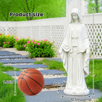 VChymm Solar Virgin Mary Praying Statue 27.9 Inch- Outdoor Religious Garden Decor with LED Lights, Weather-Resistant Magnesium Oxide Sculpture for Yard, Patio, Entryway （White Solar Virgin Mary）