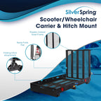 Silver Spring Folding Steel Wheelchair Carrier with Ramp & Hitch Mount, 48" x 27.75", Black - Heavy-Duty and Foldable Mobility Carrier for Scooter Vehicles and Wheelchairs