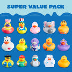 JOYIN 30 Pcs Rubber Ducks, Random Assortment Ducks Bulk with Mesh Carry Bag, Mini Rubber Duckies for Baby Bath Toys, Kids Toddler Summer Pool Toys Birthday Gifts Party Favors