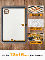 SMARTAKE 300 Pcs Parchment Paper Baking Sheets, 12x16 Inch Pre-Cut Baking Parchment, Non-Stick Kitchens Cookie Baking Paper, for Oven Grilling Air Fryer Steaming Bread Cake Cookie Meat Pizza (White)