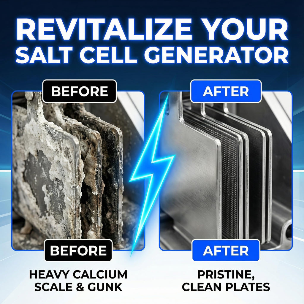 Salt Cell Cleaner for Pool - 3 L (101.5 fl oz) - Pool Salt Cell Cleaner Solution for Saltwater Pools, Helps Reduce Scale Buildup & Support Generator Performance (SWG) - BubbyShine