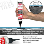 Floor-Fix Pro Easy Squeeze - Extra Strength Adhesive - Fix Loose & Hollow Tiles, Squeaky Wood & Laminate - Includes Built in 5/64” Syringe Tip - No Sealant Gun Required (10.1 Fl Oz)