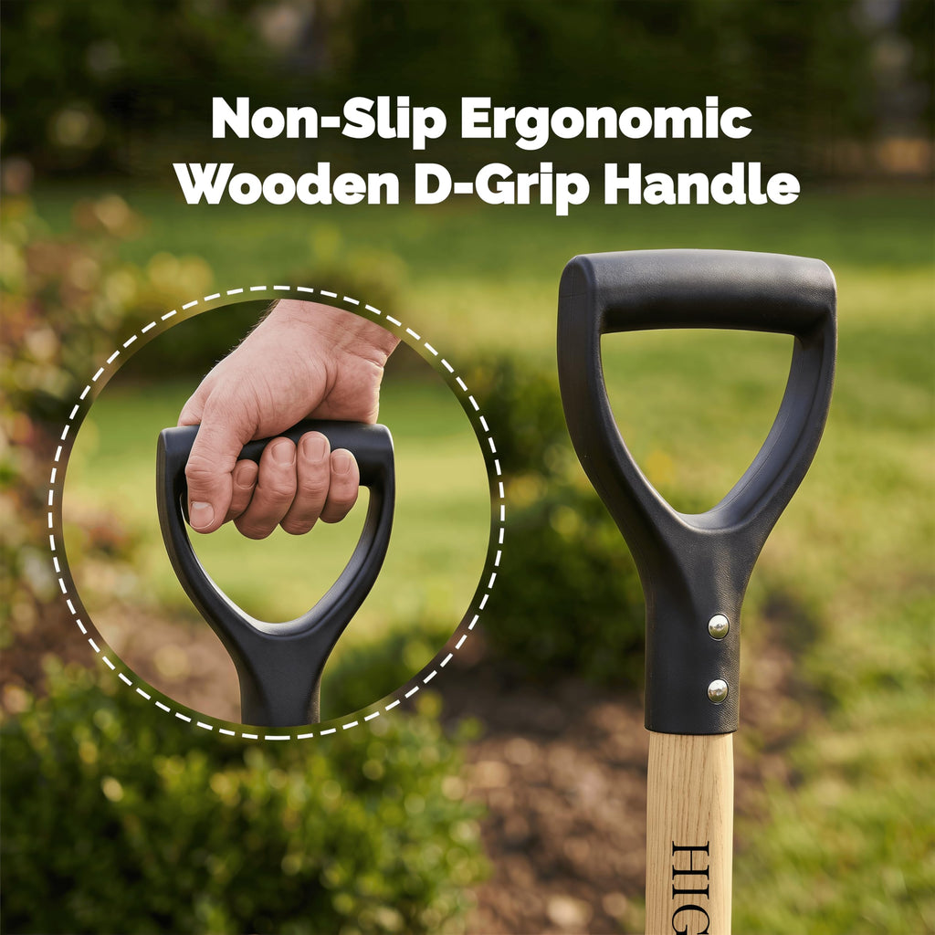 Shovel for Digging Round Point Garden 41 Inch D Wood Handle Steel Blade