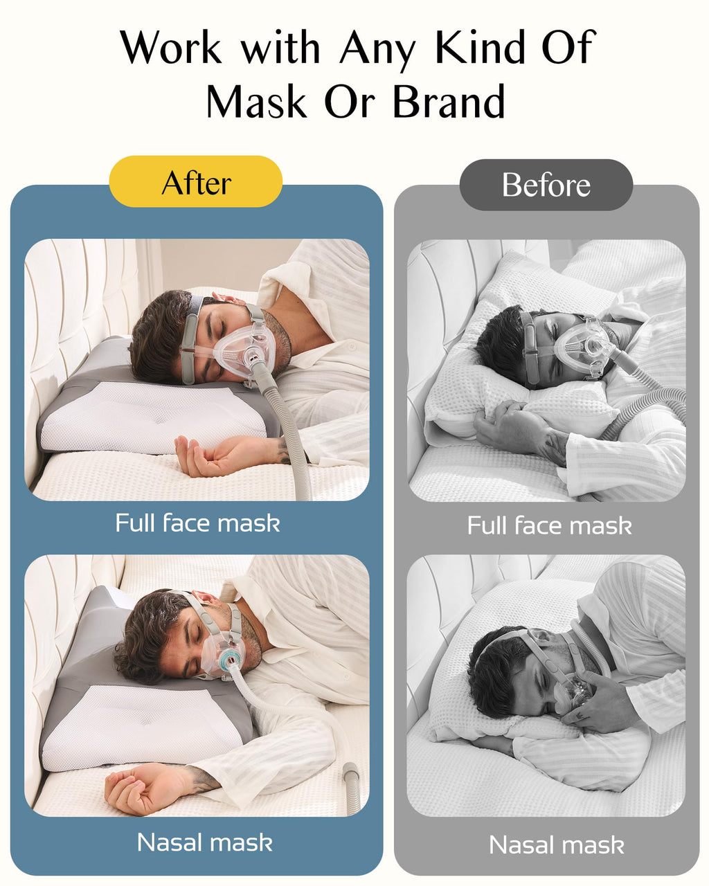 Joynox CPAP Pillow for Side Sleeping, HSA/FSA Sleep Apnea Pillow for All CPAP Masks Users to Reduce Air Leaks, Masks Pressure, Memory Foam with Cooling & Breathable Pillowcase for Side Back Sleeper