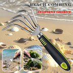 SHANFEEK Garden Rake 5-Claw Landscape Dethatcher Thatching Beach Combing Rake for Digging Clam Shell Defoliation Hoe Garden Tool for Loosen The Soil (Green)