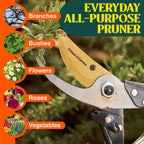 Haus & Garten ForgedPRO 8.75" Heavy Duty Professional Titanium Bypass Pruning Shears - Use As Pruners, Garden Shears, Handheld Pruning Shears For Gardening, Clippers, Garden Scissors, Pruner Tool