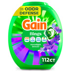 Gain Flings Laundry Detergent Pods Odor Defense + Color Guard, Moonlight Breeze Scent, 4-in-1 Liquid Laundry Detergent Pacs with Oxi Boost and Febreze, 112 Count (Packaging May Vary)