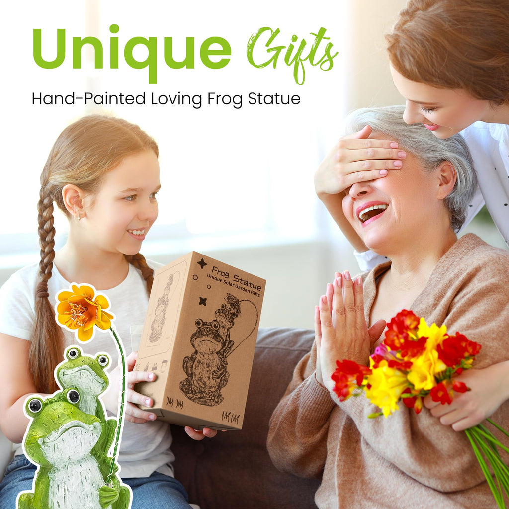 GIGALUMI Solar Garden Statues, Loving Frog Garden Decor