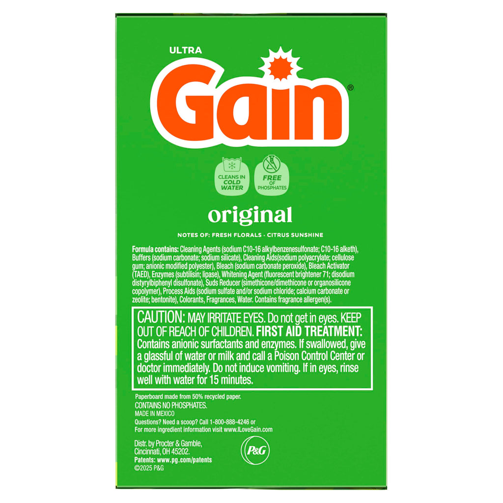 Gain Powder Laundry Detergent, Original Scent, 167 Loads, 154 OZ