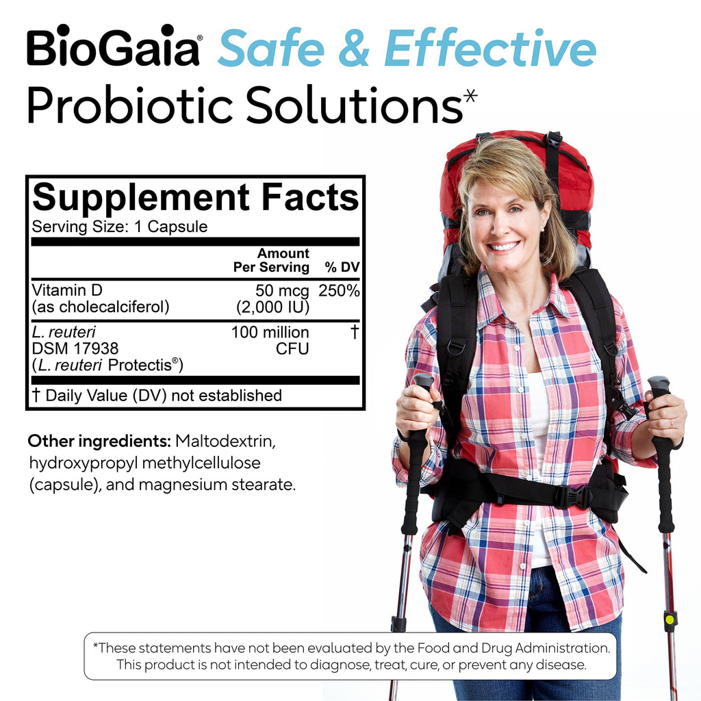 BioGaia Protectis Immune Active Probiotic | Probiotic + Vitamin D | Supports Immune, Digestive and Overall Health | Probiotics for Men & Women | Capsules | 60 Day Supply