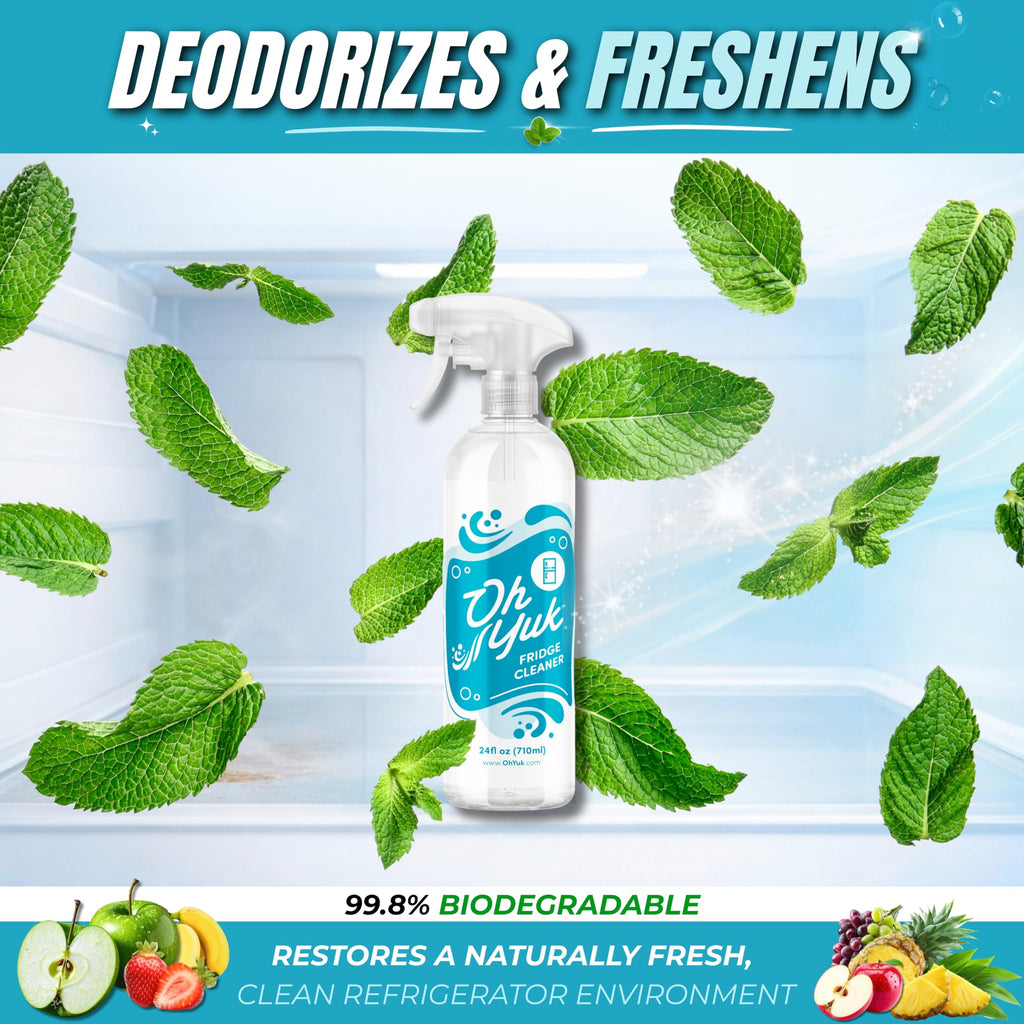 Oh Yuk Fridge Cleaner – Cleans Inside Refrigerator for Spotless, Food-Contact Safe Surfaces | Biodegradable, Vegan, Cruelty-Free | Effortlessly Lifts Sticky Messes & Dried-On Food | Spray Bottle