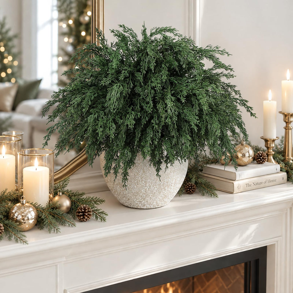 16PCS Christmas Cedar Pine Stems Branches Decor Artificial Greenery Picks