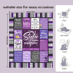 Sister Gifts Blanket, Happy Birthday Gifts for Sister, Unique Gift for My Dear Sis on Mothers Day Christmas - Soft Throw Blanket 60" x 50 (Purple)