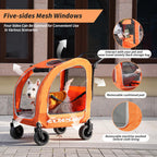 EchoSmile 4 Wheels Pet Stroller, Dog & Cat Stroller for All-Season, Lightweight Carrier with Storage Basket, Adjustable Handle, Removable Pad, Breathable Mesh, Up to 135 lbs, Orange (Orange)
