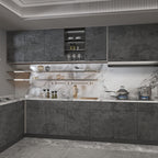 16"×354" Grey Blue Concrete Contact Paper 3D Extra Thick Faux Cement Concrete Wallpaper Peel and Stick Vinyl Textured Removable Adhesive Sticky Wall Tile Sticker for Kitchen Countertop Gym Bathroom