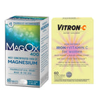 Vitron-C High Potency Iron Supplement, Immunt Support 60ct and Mag-Ox 400 Magnesium Mineral Supplement 60ct